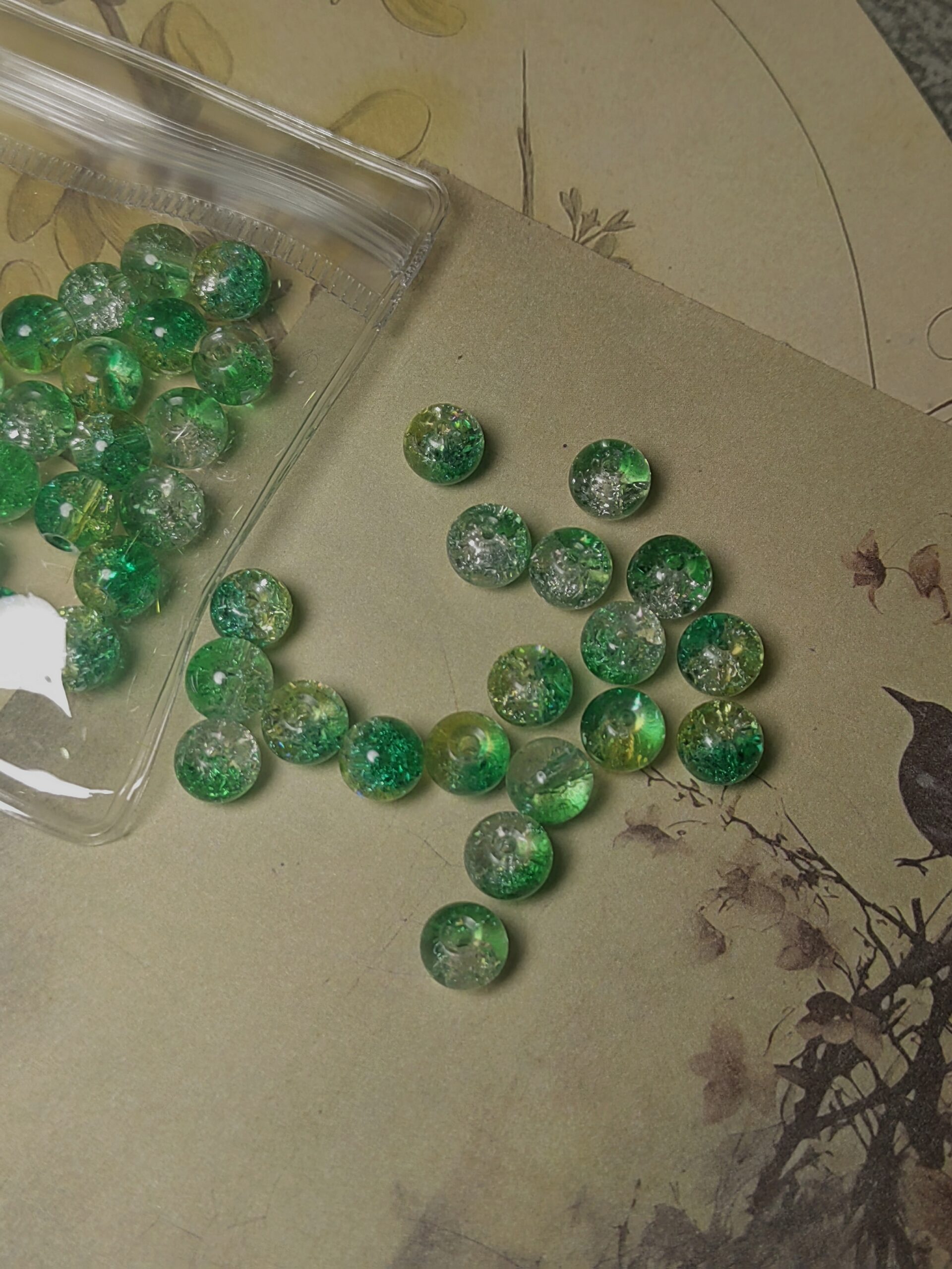 Green cracked beads