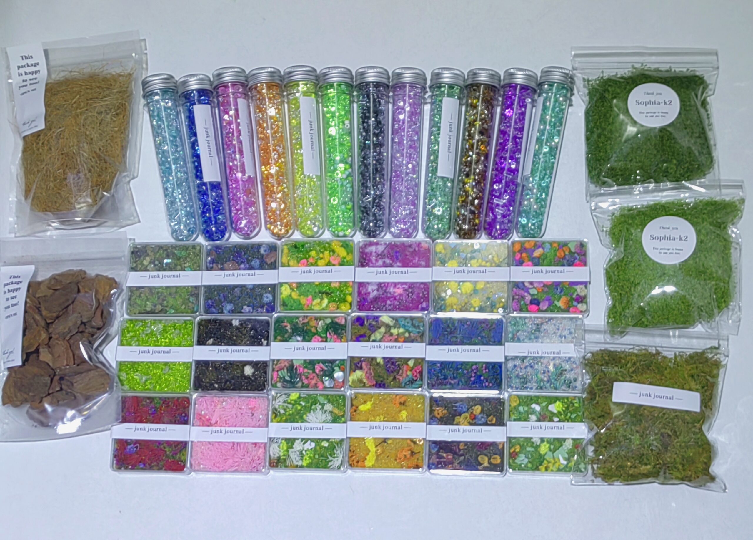 Large bottle of sparkling diamond and mixed flower and grass set